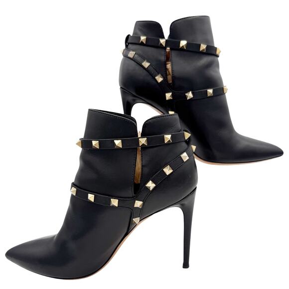 Valentino Garavani Rockstud Ankle Boots Black Leather Stud High Heel EU 40 US 10 - Picture 14 of 15